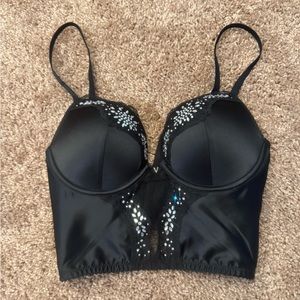 NWT Victorias Secret Very Sexy Push Up Rhinestone Corset Longline Bra top